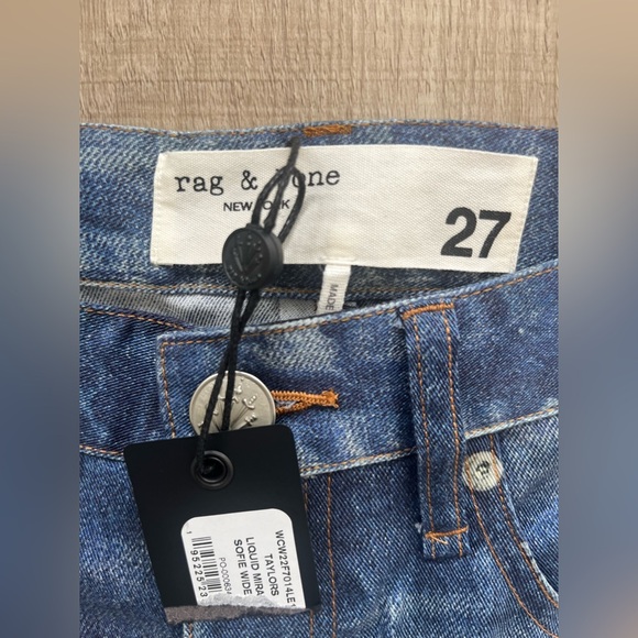 RAG & BONE NWT $325 blue jeans Liquid Miramar Sofie Wide Leg in Taylors size 27 - Picture 2 of 10